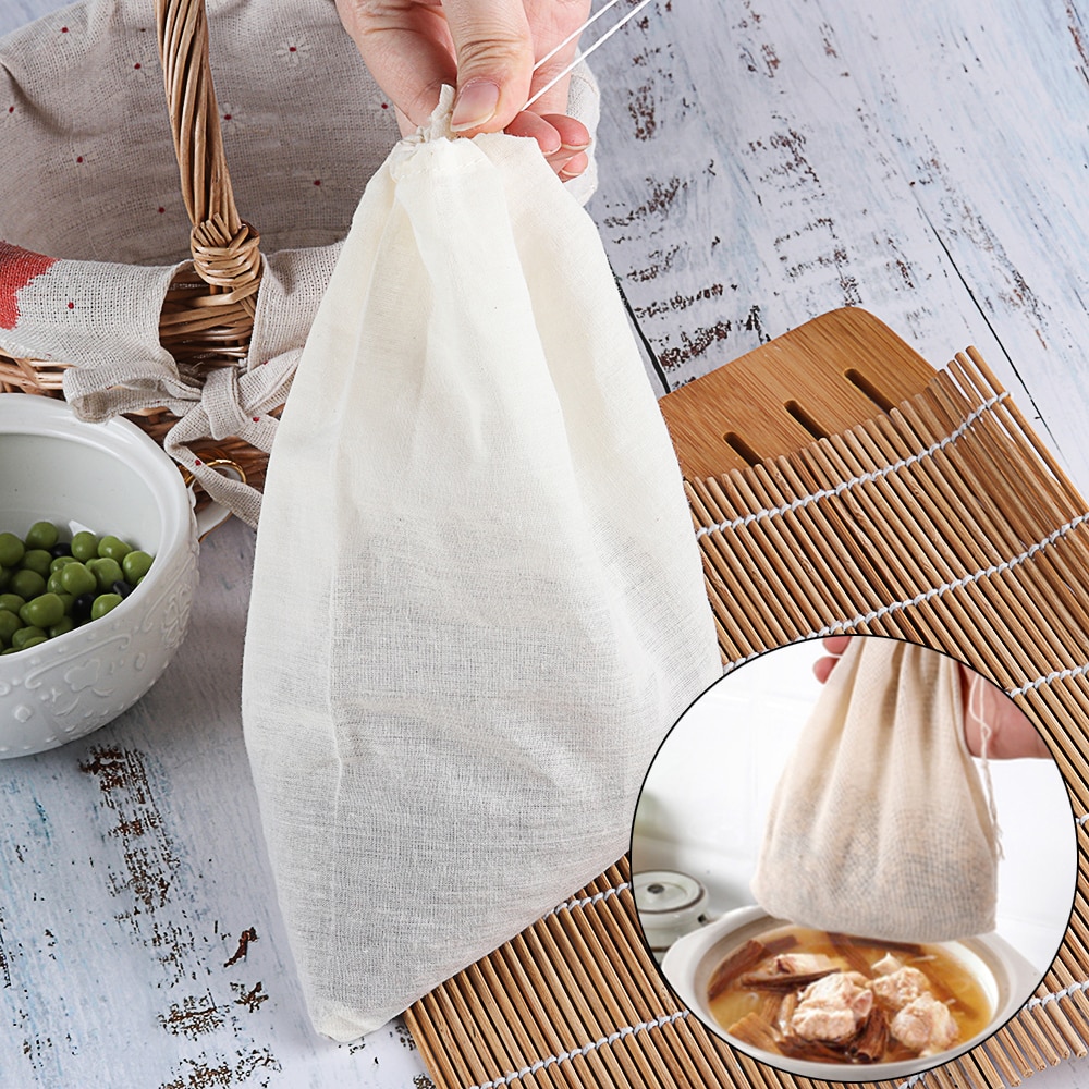Colador reutilizable de algodón para especias, filtro de malla para alimentos, nueces, muselina y leche de hierbas, bolsa para colador, suministros de cocina 1 unidad