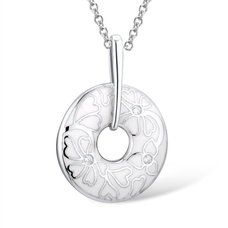 Sieraden Set Voor Vrouwen Emaille Witte Bloem Cz Ring Oorbellen Hanger Mode-sieraden