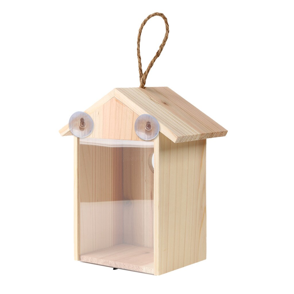 Wooden Bird Nest Hanging Bird House Natural Wooden Bird Cage Resting Place Wall-Mounted Outdoor Birdhouse Wooden Box Garden