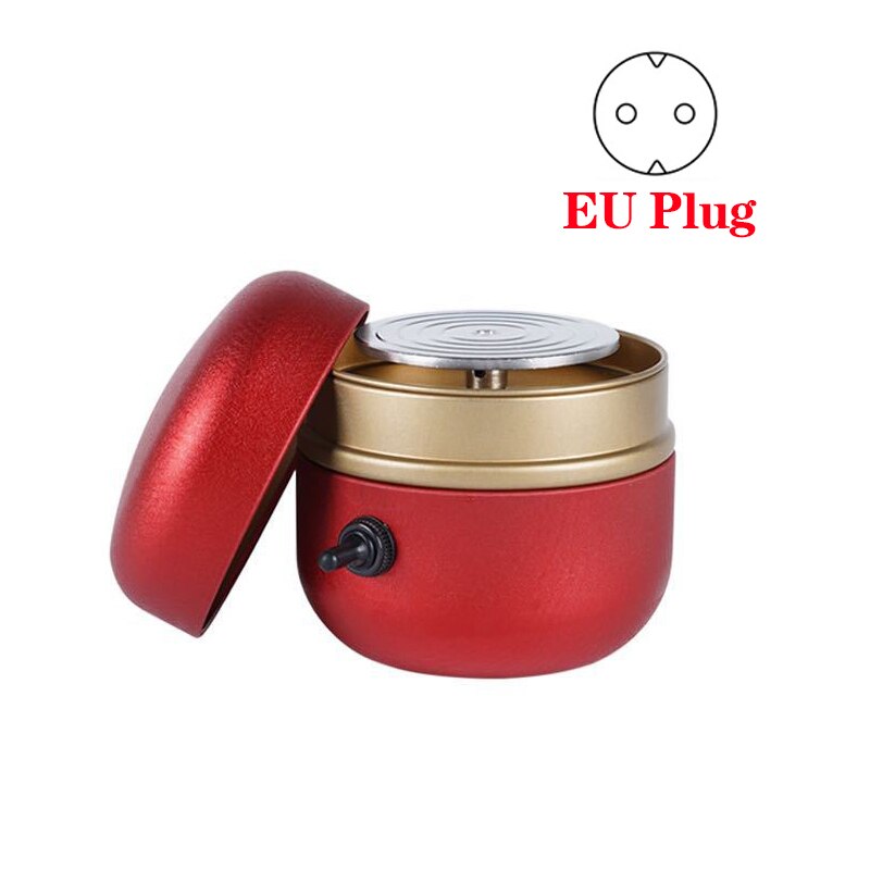 Mini Drawing Machine Electric Pottery Wheel Machine Small Pottery Forming Machine with Tray for DIY Ceramic Work Clay Craft: Red EU Plug