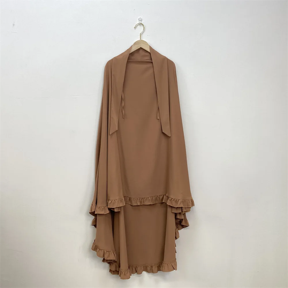 Gebetskleidungsstück Abaya Lange Khimar Muslimische Frauen Schleier Hijab Eid Ramadan Burka Kopftuch Islam Arabische Niqab Kleidung Kopfschmuck Turban: WHITE