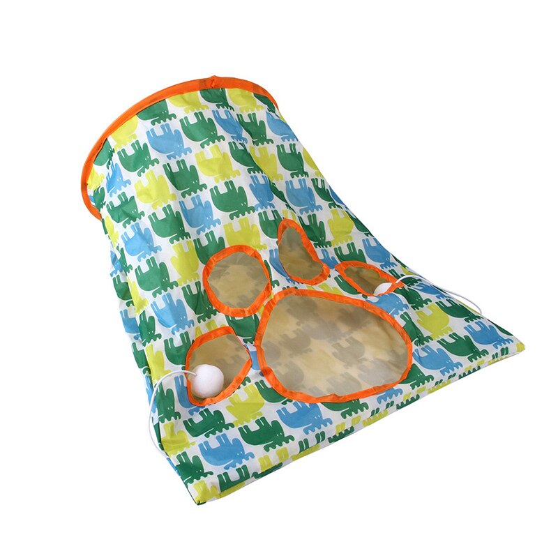 Túnel plegable para gatos, juguete interactivo con 5 agujeros, divertido, tubos de juego, bolas, Gog, hámster, conejo, accesorios para mascotas, 1 ud.: fawn