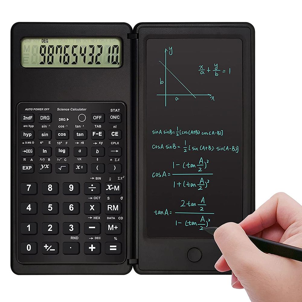 Foldable Scientific Calculator 10-Digit Digital Large Display with an Erasable Writing Tablet Digital Drawing Pad Math Calculato