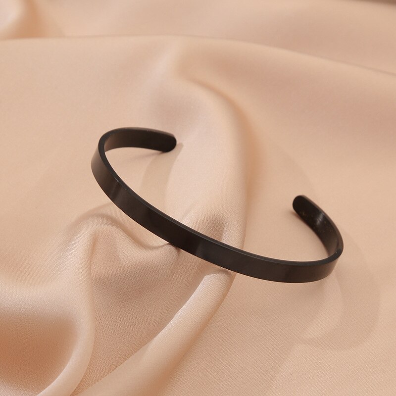 Pulsera, brazalete de acero inoxidable de los hombres brazaletes de Color dorado/plateado par de pulseras para las mujeres Boho bisutería de cumpleaños bijoux femme: Black