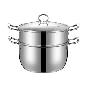 Stainless Steel Soup Pot Steamer Pot Soup Pot Small Pot Home Binaural Skillet Gas Milk Pot Induction Cooker Special Cookware: 32cm double layer