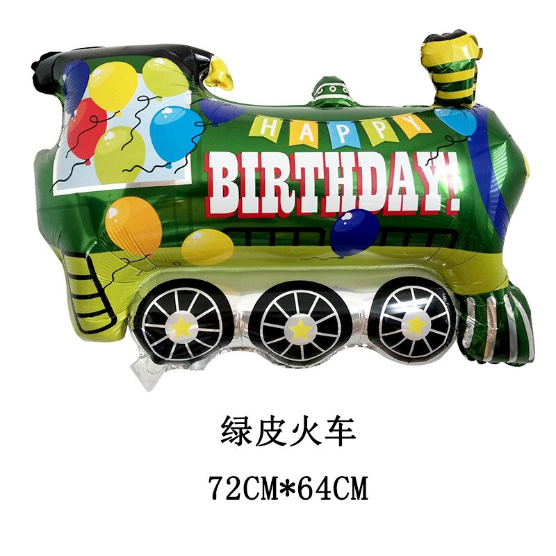 Tegneserie transport legetøjsbil aluminiumsfolie ballon børn tillykke med fødselsdagen mødested dekoration ballon børn fest balloner: Grønt tog