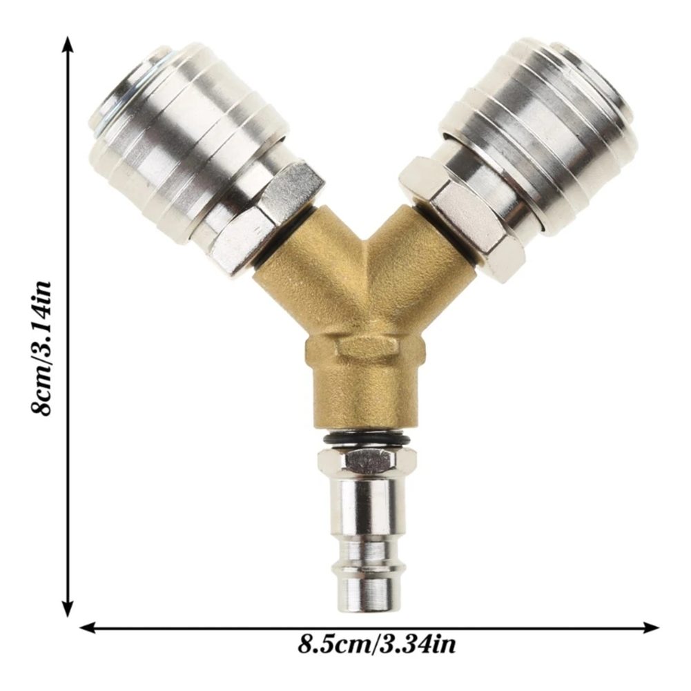 2-way Compressed Air Distributor Y Splitter 1/4 Inch Air Hose Quick Coupler Distributor With 2 Couplings Alloy Connector
