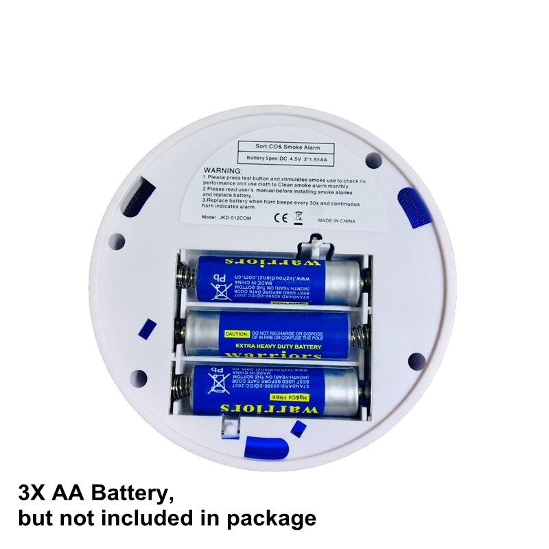 2 in 1 lcd-skærm kulilte og røg combo detektor batteridrevet co-alarm med led-lys blinkende lydadvarsel
