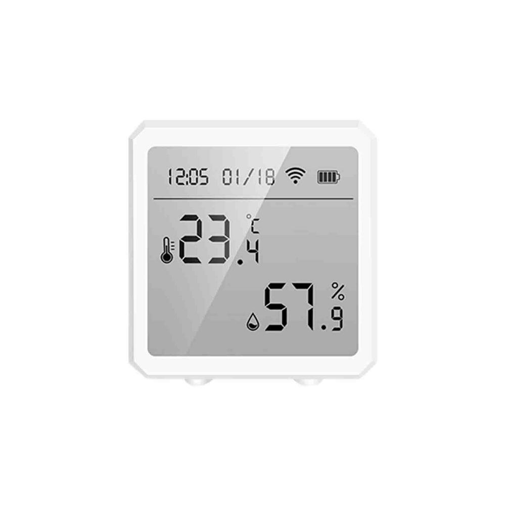 WiFi+Bluetooth Tuya Smart Temperature and Humidity Sensor , Smart Home Hygrometer Thermometer for Alexa and Google Home: white