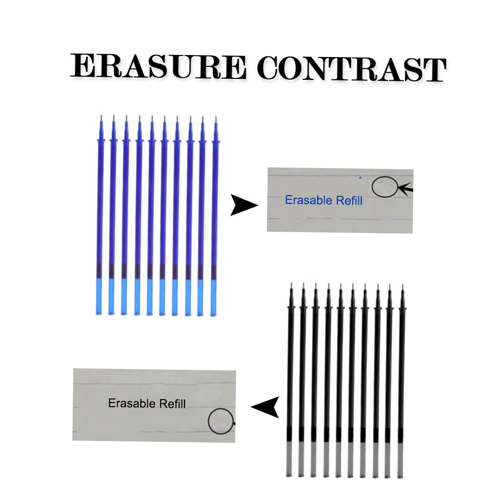 6Pcs 0.5mm Erasable Gel Ink Pen Refill School Office Full Needle Erasable Gel Ink Pen Replacement Blue