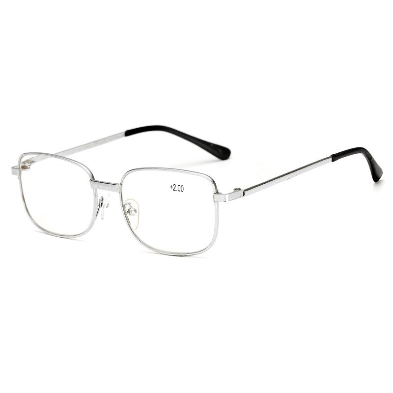 Metal Reading Glasses Resin Square Frame Diopter Presbyopia Men Women Alloy Droppshiping Gafas 200 250 150: 0 / Silver