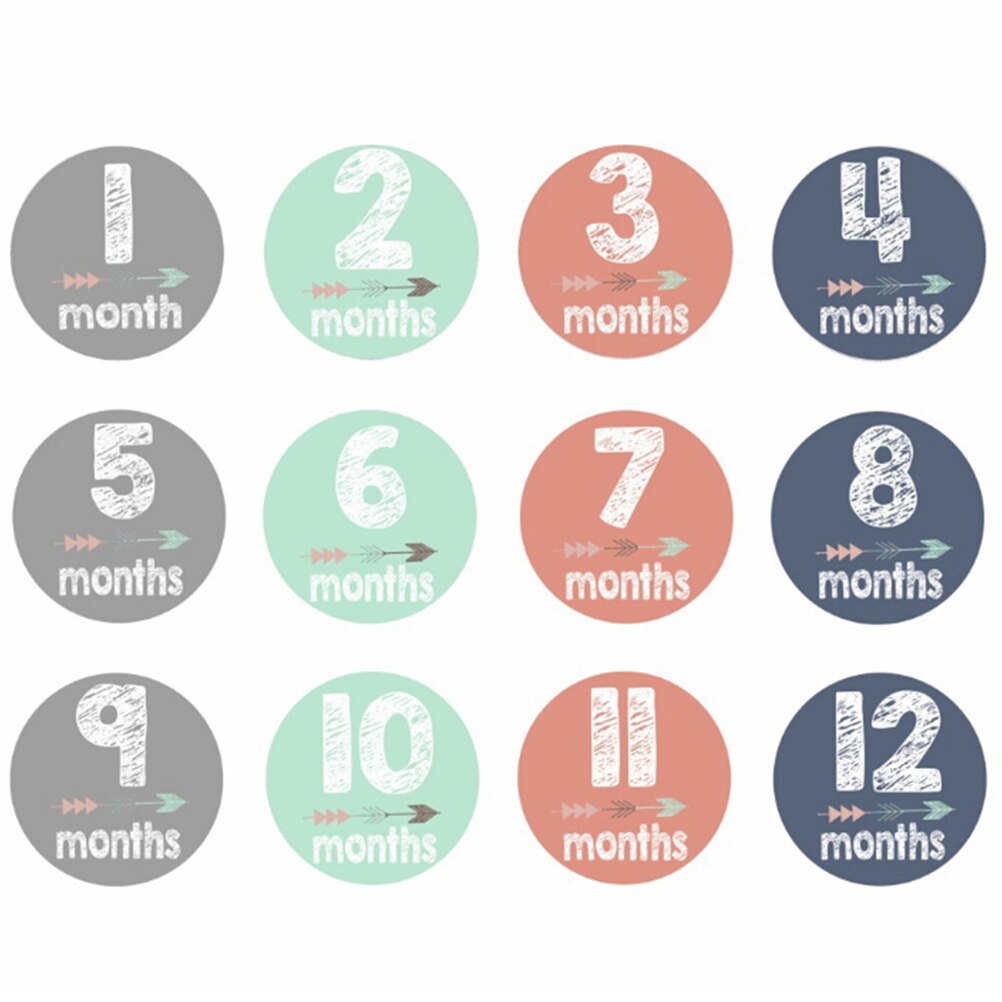 12pcs/set Month 1-12 Milestone Stickers Great Shower Or DIY Scrapbook Photo Toys Baby Monthly Photograph Stickers