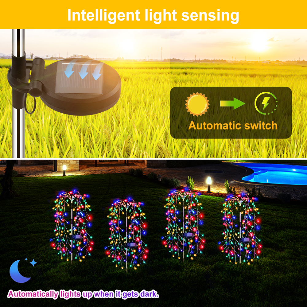200 Leds Solar Tuinverlichting Outdoor Solar Wilg Vuurwerk Licht LED Kerst Decor Lichtslinger Gazon Fairy Light