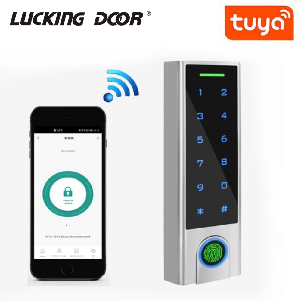 1000 User Bluetooth 125Khz RFID Access Controller Waterproof Fingerprint Access Control Keypad Tuya Mobile APP Remote Open