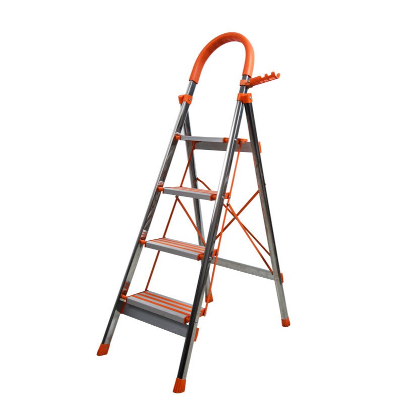 Household Steel Pipe Herringbone Ladder Thick Folding Step Ladder Single Side Ladder Stainless Steel Aluminum Alloy Ladder