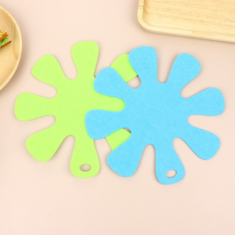 6pcs Sun Flower Shaped Pot Placemat Non-stick Heat-resistant Mat Tableware Pad Table Supplies Cookware for Kitchen (Green + Sky-