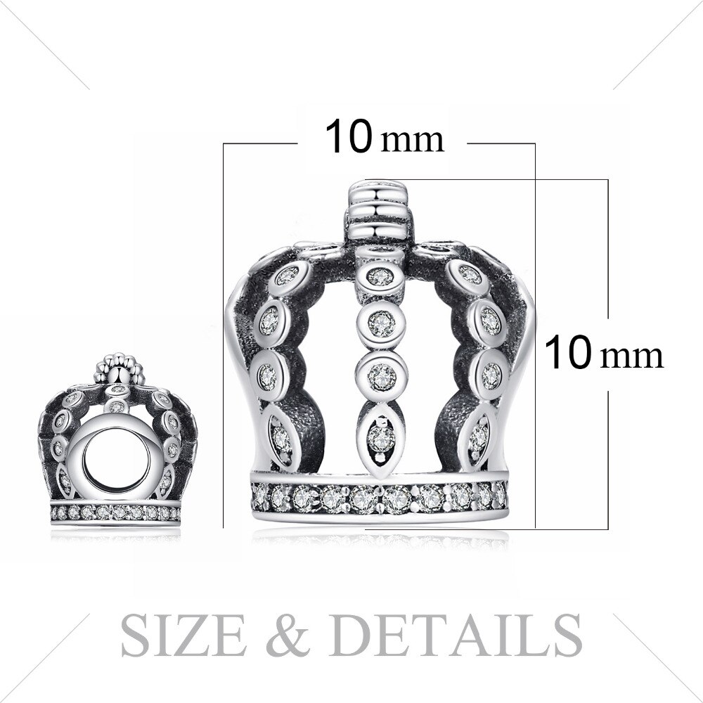 Jewelrypalace 925 Sterling Silver Hollow Out Crown Cubic Zirconia Beads Charms Fit Bracelets For Women Jewelry