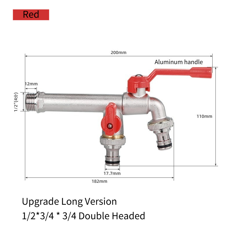 Outils de jardin robinet d'eau en laiton 1/2 "extérieur et intérieur utilisé levier marche/arrêt facile poignée robinets d'alimentation d'arrosage robinet à tournant sphérique: MULTI