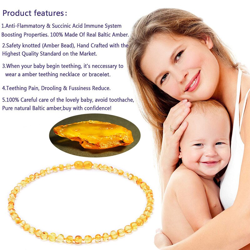 GIA Certified Natural Baltic Amber Necklace Bracelet Relieves Children's Teeth Pain Calm Soothing Handmade Jewelry