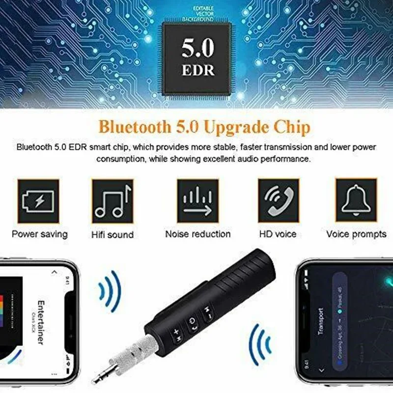 Wireless Bluetooth 5.0 Receiver Adapter 3.5mm Jack For Car Music Audio Aux A2dp Headphone Reciever Handsfree