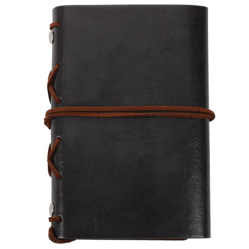 Retro Vintage Leather Bound Blank Pages Journal Diary Notepad Notebook (Black) S