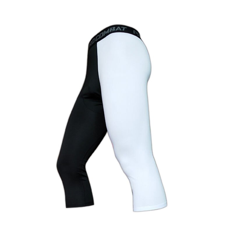 Pantalones de compresión para correr para Hombre, mallas deportivas para Fitness, pantalones de entrenamiento de gimnasia, Leggings ajustados: M / black white