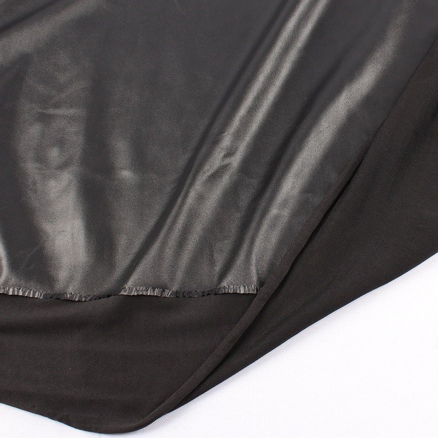 Hoge Elastische 4 way Stretch Zwart Kunstleer PU stof materiaal voor kleding shorts Knit spandex backing