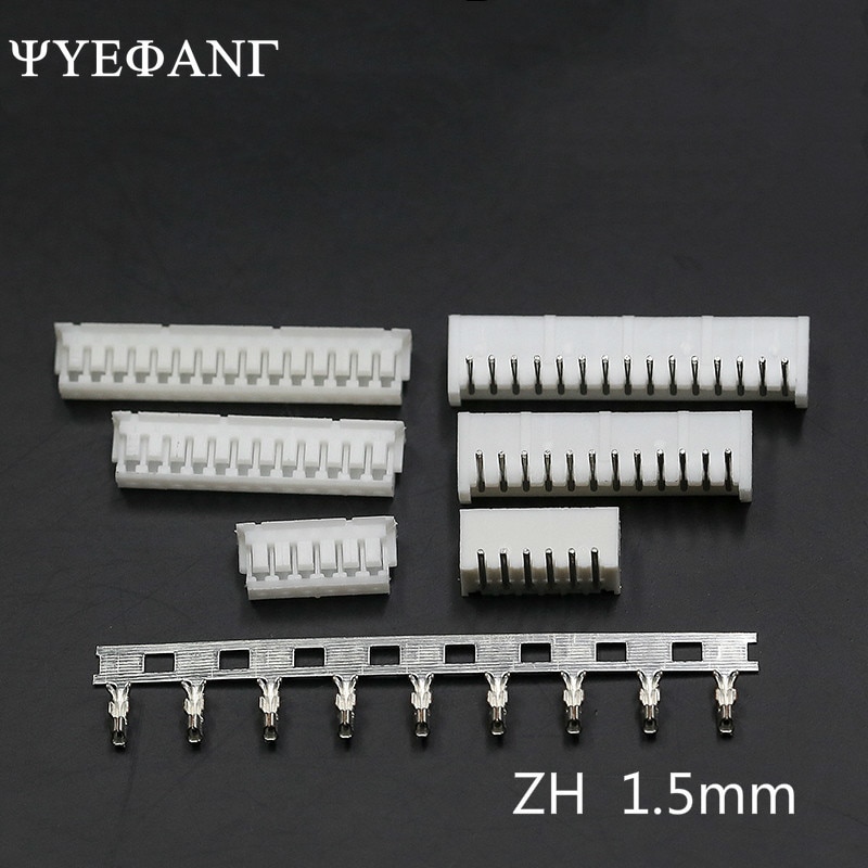 10Sets ZH 1.5mm Pitch 2p/3p/4p/5p/6p/7p/8p/9p/10p Vertical SMD Male female Wire Connector Terminal /Housing/ Pin Header Kit