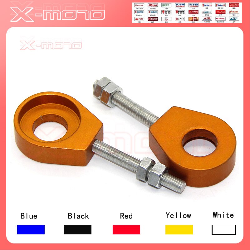 110cc 125cc 140cc aluminium kedjespännare justerare smutscykel grop atv motorcykel skoter 12mm or 15mm bakhjul axelhål