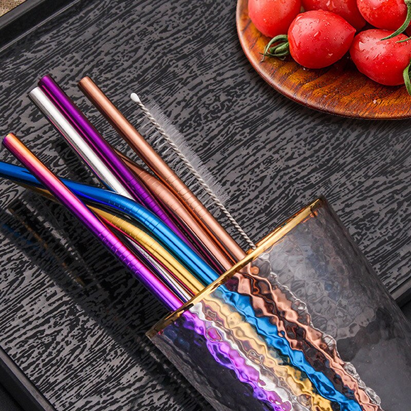 De utensilios de cocina de paja reutilizables para bebidas de acero inoxidable 304, accesorio multiuso para Bar o , herramientas para beber dobladas en 4 colores 1 Uds.