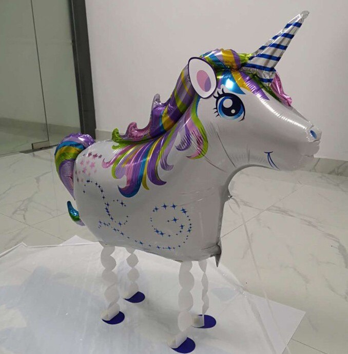 Walking Unicorn Foil Balloon Helium Ballon Walking Pet Baloon Rainbow Horse Children Happy Birthday Party Decor Kid Girl Balon