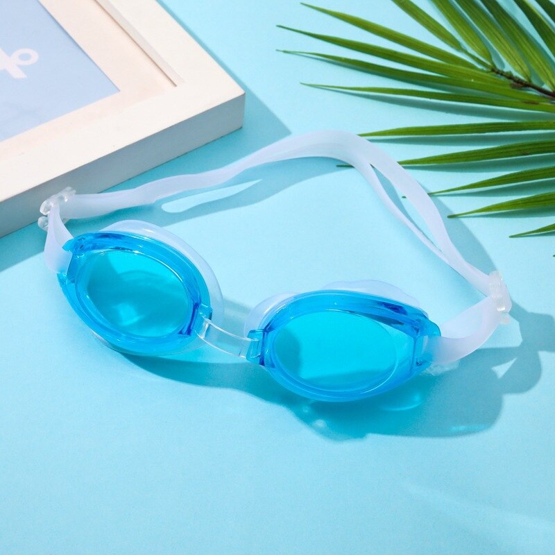Boxed Diving Swimming Goggles Kids Adult Adujstable Belt Swimming Goggle Earplugs Set Silicone Swim Pool Competition Anti-Fog HD: Sky blue boxed