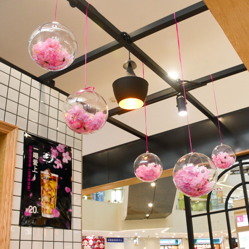 1pc bryllup jul tress hængende dekorationer bold gennemsigtig åben plast klar ornament børn diy festartikler 8cm