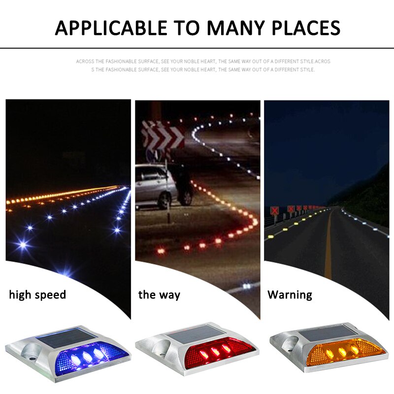 Square Aluminum LED Flashing Blinking on and off Cat Eye Reflector Solar Road Stud with Anchor Outdoor Lighting Path Lights