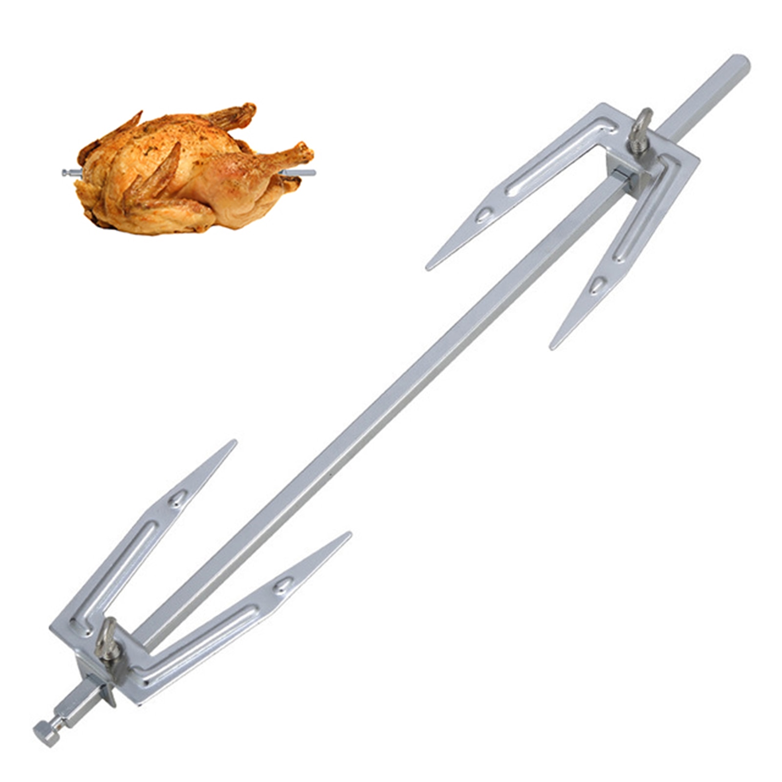 Air frituregrej rotisserie tilbehør grillet kyllingegaffel rustfrit stål stegt kyllingegaffel rotisseriedele 27.7cm længde