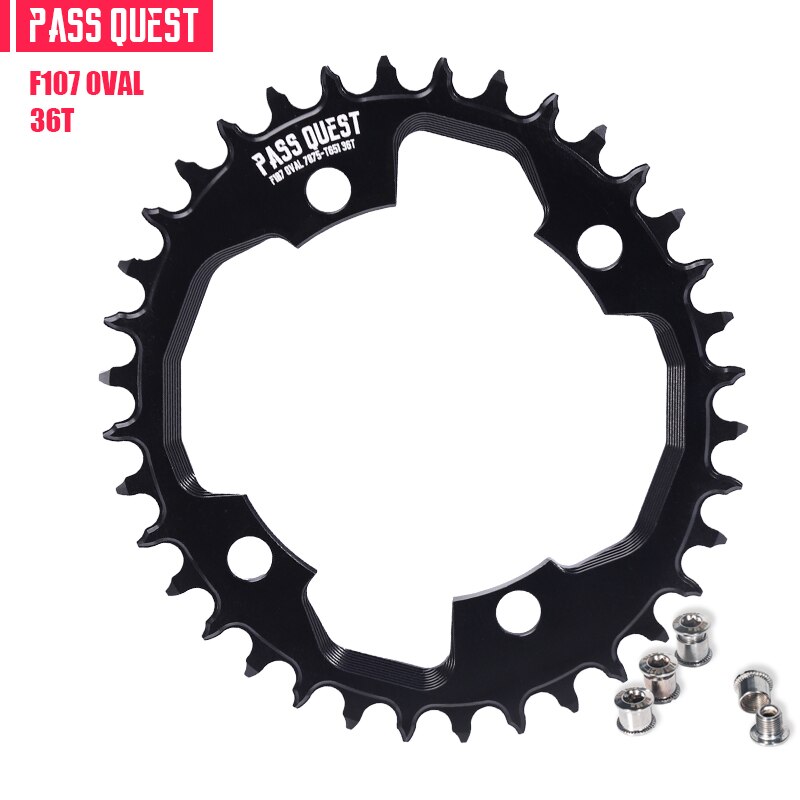 Pass Quest F107BCD Kettingblad 36-52T Ronde/Oval Black Crank Voor Sram Force Crank 12 Speed Axs kettingblad Smalle Brede Kettingblad: hollow oval 36T