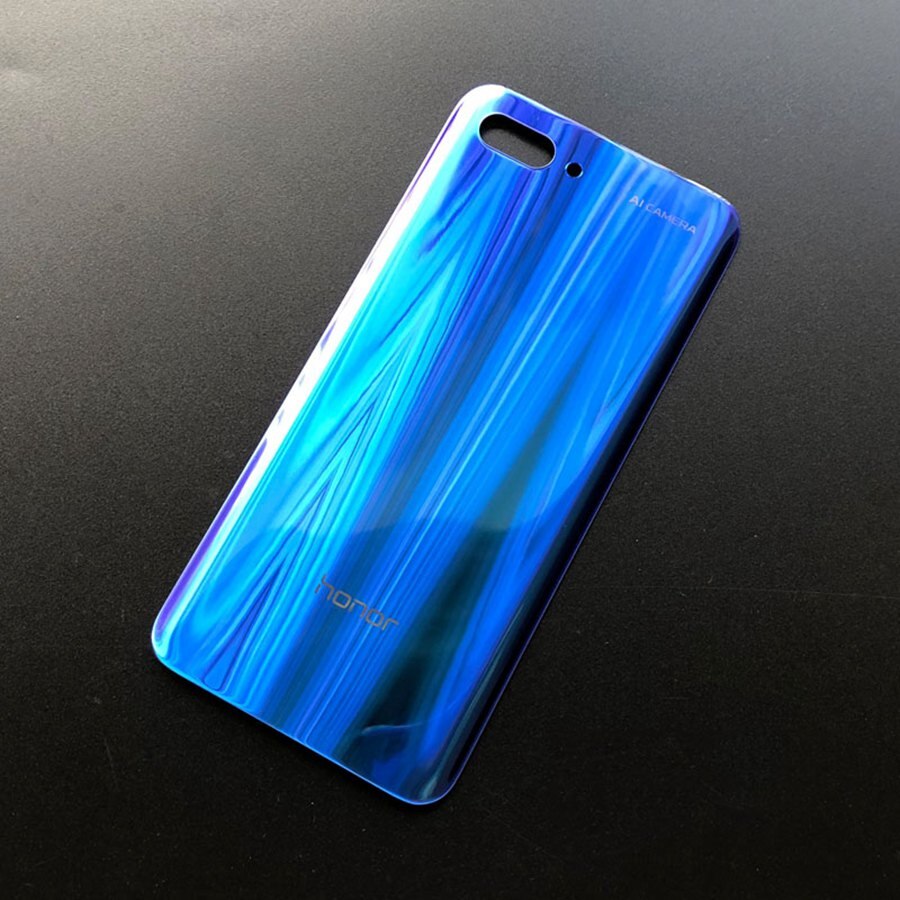 Battery Cover For Huawei Honor 10 Back Glass Cover Rear Window Panel Door Battery Housing Case Honor 10 Back Cover+Camera Lens: Blue No Lens