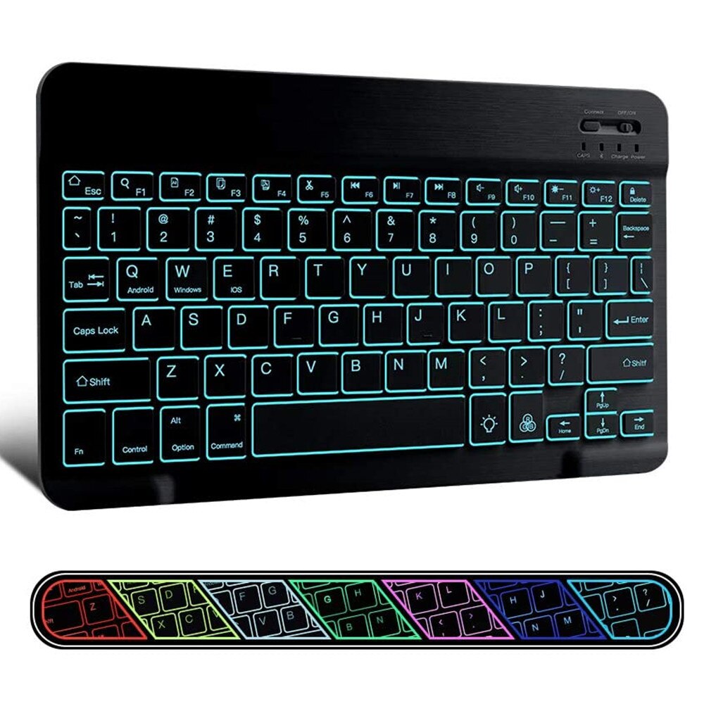 RGB Bluetooth Keyboard Wireless Backlit Keyboard Bluetooth Rechargeable Backlight Keypads for iOS Android Windows Tablet Phone: With Backlight