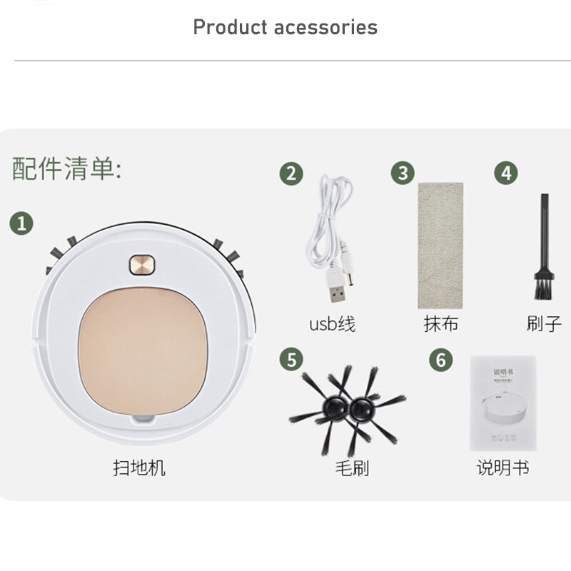 Robot Vacuum Cleaner Home Smart Silent Fully Automatic Mopping Ultra-thin USB Charging Vacuum Cleaner