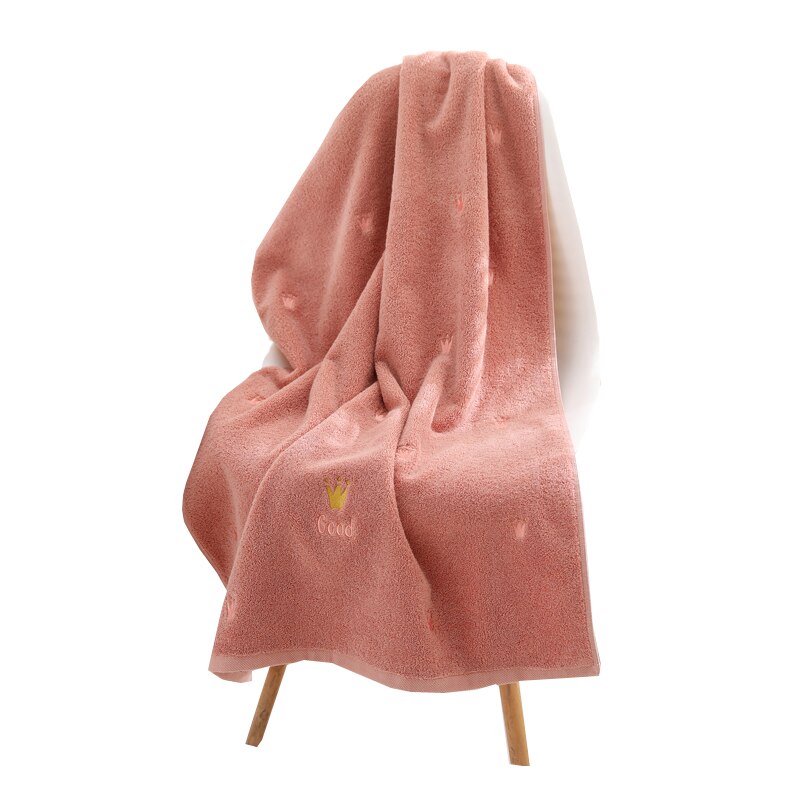Serviettes de bain 140 coton 70 x 100% cm, serviettes absorbantes, avec couronne brodée, pour le visage, pour Couple, rectangles, pour la salle de bain: Rose / 35x75cm