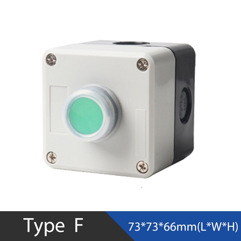 DIY 1P 5A Elevator Power Start Push Button Switch Control Box Emergency Stop IP65 Waterproof Indicator Light: F