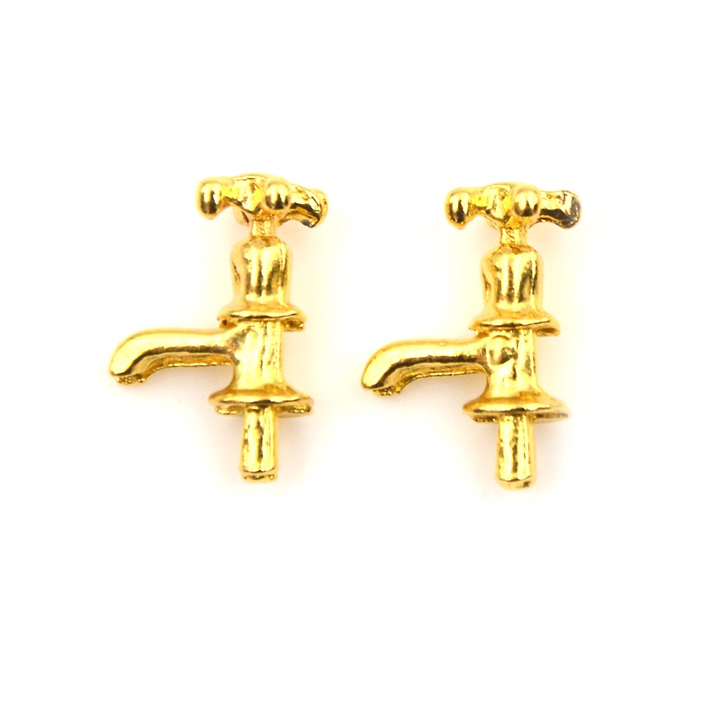 2PCS 1:12 Miniature Metal/Plastics Water Tap Faucet Dollhouse Bathroom Accessories Dollhouse Miniature Faucet 10 styles: A9