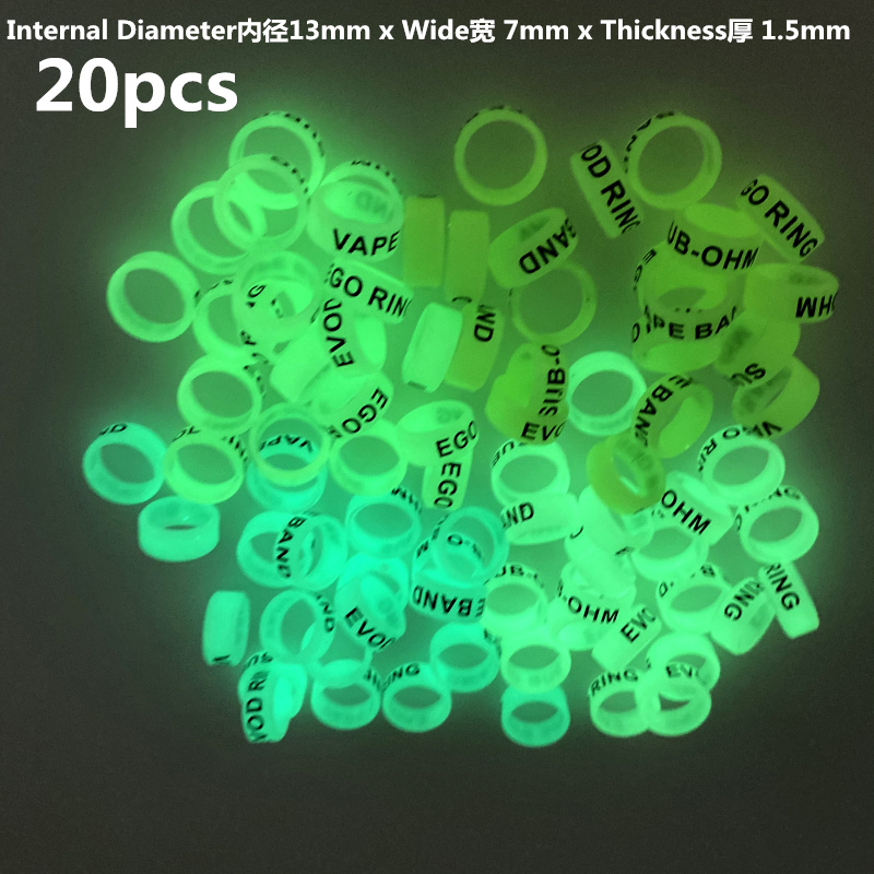 Fluorescerende Ring Hengel Handvat Beschermhoes Lokken Silicagel Staaf Clip O-Vormige Ring Protector Anti-Slip ring: 13mm Luminous 20PCS
