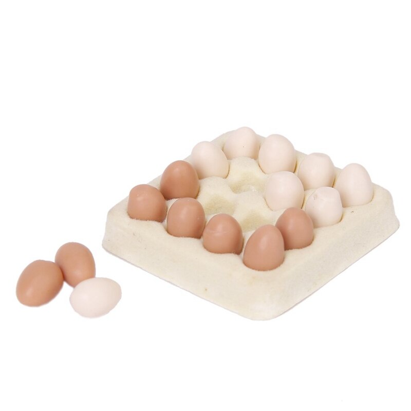 1/12 dollhouse miniature egg carton with 16 pcs eggs dollhouses: Default Title