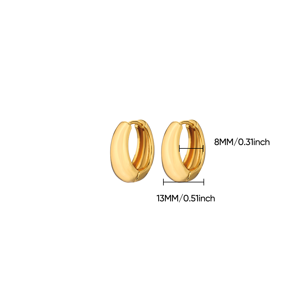 Pendientes de aro clásicos para mujer, Pendientes gruesos de acero inoxidable de Color dorado, tendencia 2025, nuevos en Pendientes minimalistas, aretes de joyería: Color dorado
