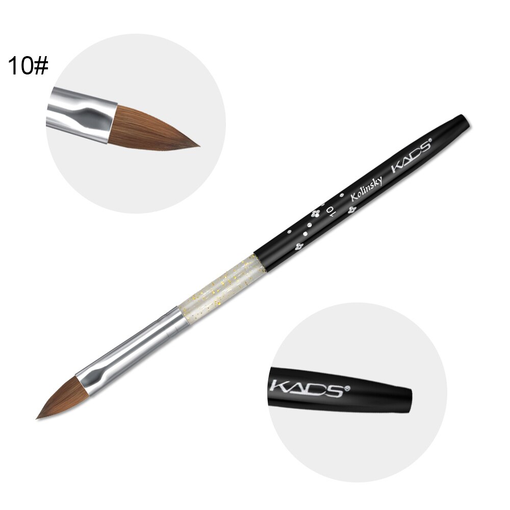 1 st kolinsky sable akryl borste uv gel carving pen pensel flytande pulver diy nagelteckning platt rund röd trä nagelkonst pensel: Akrylborste 10