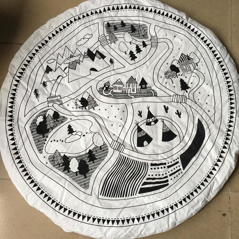 Round Baby Play Mat Soft Padded Crawling Blanket Kids Car Track Puzzle Rug Children Play Crawl Carpet Mat Photo Props