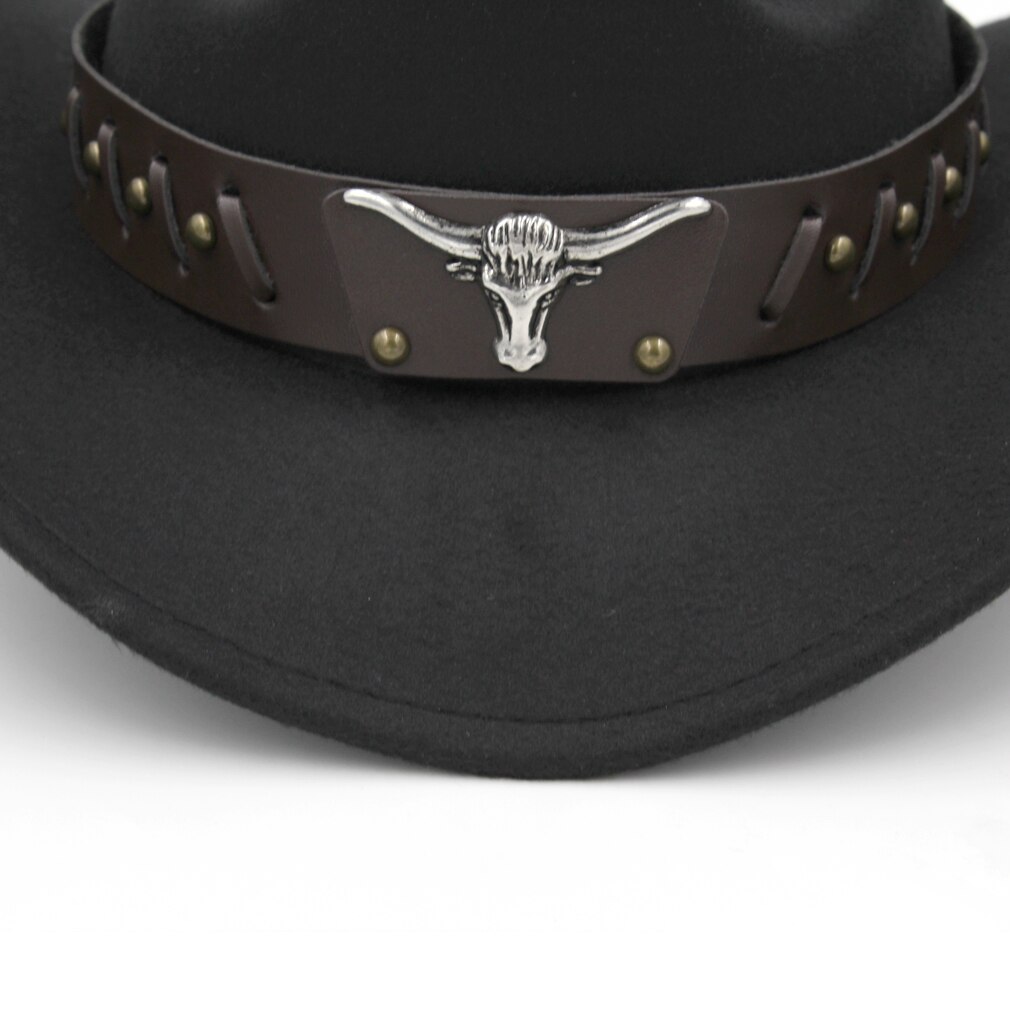 Mistdawn Womem Men Wool Blend Western Cowboy Hat Wide Brim Cowgirl Jazz Sombrero Cap Tauren Leather Band