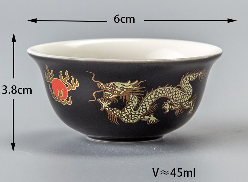 Kinesisk traditionel gylden drage te kop 1 stk keramisk tekop puer kop sæt, keramisk ovn top kvalitet porcelæn