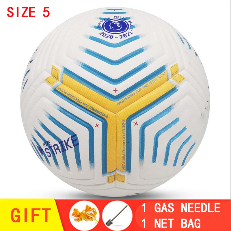 Volwassen Grootte 5 Voetbal, Gas Naald En Netto Zak, Duurzaam, Wedstrijd Of Training, pu Materiaal: TPYC1-2021BlueYellow